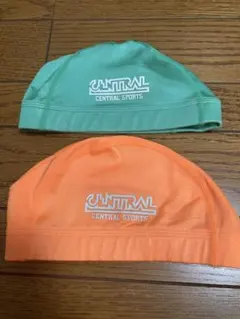 セントラルスポーツ 水泳帽子　スイムキャップ 2個セット オレンジ　緑　L