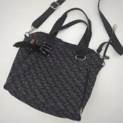キプリング　2wayショルダーバッグ 黒　シグネチャーエンボス