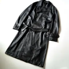 【美品】ZARA レザートレンチコート ジャケット ベルト付 大きめ ロング
