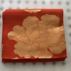 袋帯 朱色 金色 牡丹文様のサムネイル