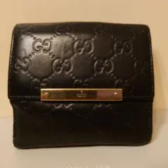GUCCI グッチ GG シマ レザー キーケース 黒 ハート金具 5連 箱付き