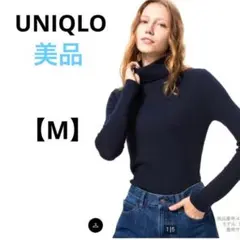 美品　ユニクロ【M】ウール100%　エクストラファインメリノリブタートルネック