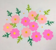 壁面飾り　秋　10月　コスモス　画用紙