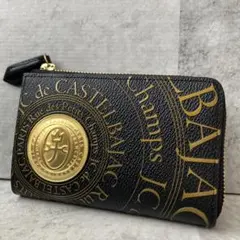 CASTELBAJAC 二つ折り財布 ブラック ゴールド デカロゴのサムネイル