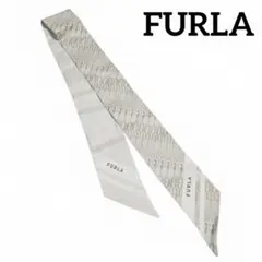 FURLA フルラ スカーフ リボンスカーフ ホワイト ベージュ 保存袋付き.のサムネイル