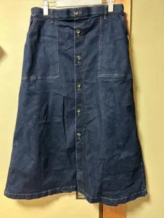 デニム ボタンフロント ロングスカート