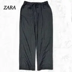 ザラ ワイドパンツ 【M】 ストライプ グレー ウエストゴム ゆったり