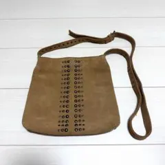 スエード スタッズ ショルダーバッグ ブラウン ヴィンテージのサムネイル