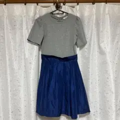 RANDA ドッキングワンピース グレー×ネイビーのサムネイル