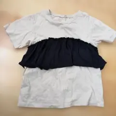 GUフリル付きベージュと黒のTシャツ 120