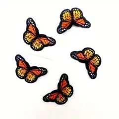 5点セット　蝶々　刺繍　パッチ　ワッペン　バタフライ ハンドメイド　アップリケ