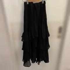 INGNI フリル付きブラックロングスカート