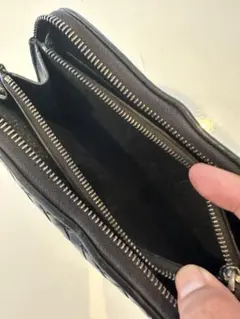 ボッテガメンズ財布 ブラックレザーコインケース 編み込みデザイン