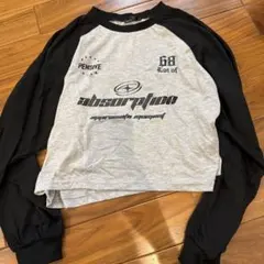 しまむら Helm ラグラン ショート丈長袖 Tシャツ グレー ブラック L