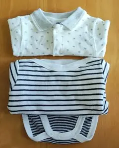 プチバトー 6M/67cmロンパースセット ストライプ・星ドット柄