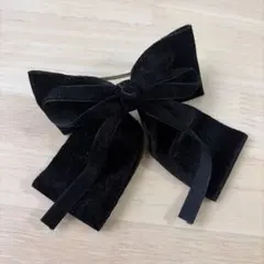 黒いベルベットリボンヘアクリップ