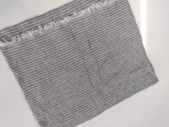 未使用 リネン100% グレー ストライプ ストール