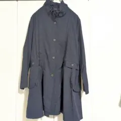 ネイビー ロングコート 立ち襟
