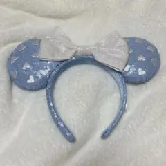 ディズニー スパンコール カチューシャ 水色 ミニー