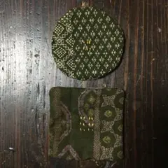 抹茶色和柄♢ハンドメイドコースター