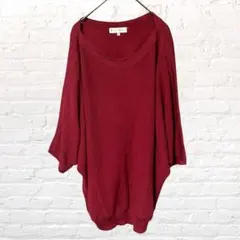 12412 組曲ドルマンスリーブ ニット チュニック ボルドー ゆったり S古着