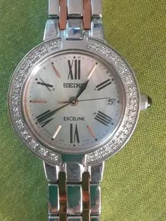 ✨電波ソーラー✨美品SEIKO EXCELINE 腕時計 9Pダイヤ セイコー Exceline 新春初売り 3年保証 セイコー エクセリーヌ SWCW098