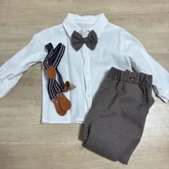 フォーマルキッズ服 90cm シャツ・パンツ・ボウタイ・サスペンダー
