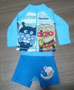 アンパンマン 水着 90cm 男の子 ラッシュガード スイムパンツ 青 水色