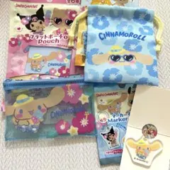 サマーバケーション⭐︎フラットポーチ＆プチ巾着＆マーカーチャーム　シナモンセットのサムネイル