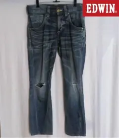 EDWIN 古着 ダメージ加工 ボタンポケット デニム ジーンズ