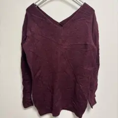 LOFT 【XS】 バーガンディ Vネックニット 長袖 ロフト シンプル