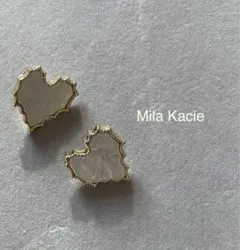 【1点限定】ハートが可愛い ピアス ゴールドxシルバー 韓国 S925