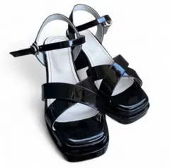 プラットフォームクロスベルトサンダル/41214（BLACK）