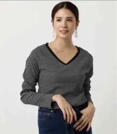 AZUL BY MOUSSY シンプルロングTシャツ/ロンT ボーダー