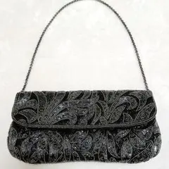 美品♡ 東京イギン パーティーバッグ ビーズバック ハンドバッグ 2way 黒