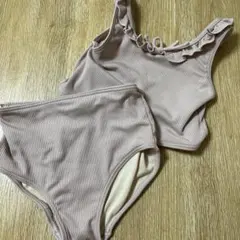 くすみピンクフリル付き水着 120