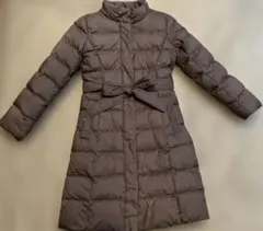 UNIQLOリボン付きダークブラウンロングダウンコート Sサイズ