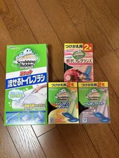 【未使用品】流せるトイレブラシ1箱・トイレスタンプつけかえ用2本パック×3箱