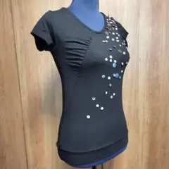 タグ付き新品【VIRGINGRAVE】レディース　半袖カットソー　M　黒　伸縮性