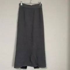 グレー ニット リブ編み タイトスカート