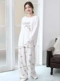 ジェラートピケ シーズー柄ロンT&ロングパンツ