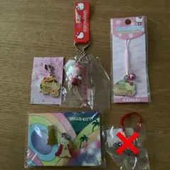 ご当地キティ ストラップ ファスナー ピンバッジ 関西・USJ4種5点セット