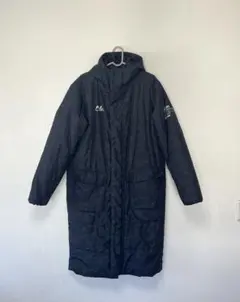 ブラック　フード付き ロングベンチコート