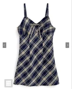 GRL チェック柄リボンキャミミニワンピース ネイビー dk1292
