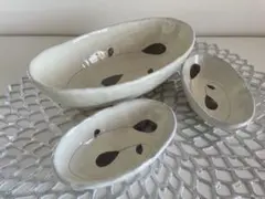 葉模様の陶器皿3点セット
