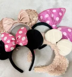 ディズニー　ミニー　カチューシャ4個セット(スパンコール、ドットリボンなど