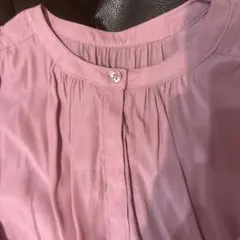 タグ無しラベンダーピンク 長袖 ブラウス比翼ボタン開きフリル袖口