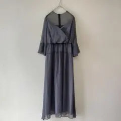 【美品】etoll. ラメチュールシフォンドレス ワンピース　S グレー