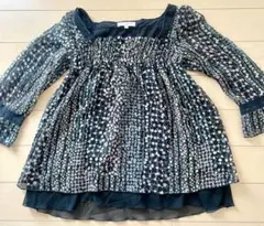 セオリア★花柄の裾フリルフレア袖長袖チュニック風カットソー