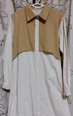 シャツワンピース 長袖 ストライプ